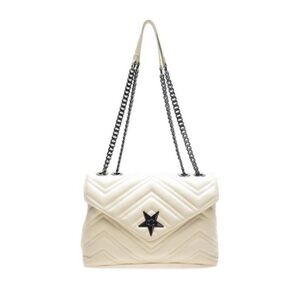 ISABELLA RHEA ITALIAN LEATHER QUILTED CREAM SHOULDER BAG